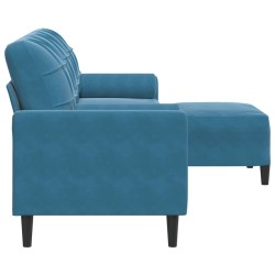 Canapé à 3 places avec repose-pieds Bleu 210 cm Velours 