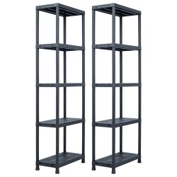 Étagères de rangement 2 pcs Noir 125 kg 60x30x180 cm Plastique 