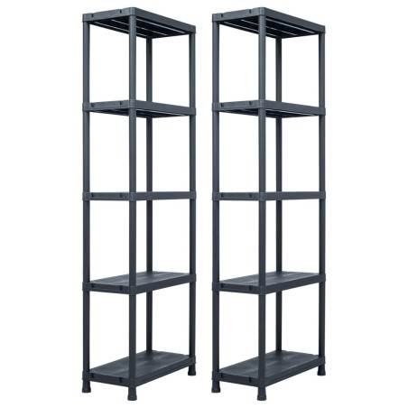 Étagères de rangement 2 pcs Noir 125 kg 60x30x180 cm Plastique 