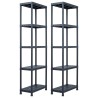 Étagères de rangement 2 pcs Noir 125 kg 60x30x180 cm Plastique 