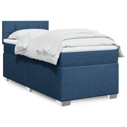 Sommier à lattes de lit avec matelas Bleu 90x190 cm Tissu 