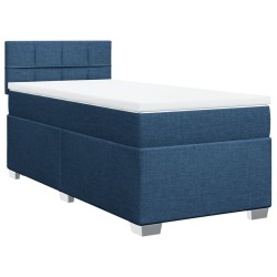Sommier à lattes de lit avec matelas Bleu 90x190 cm Tissu 