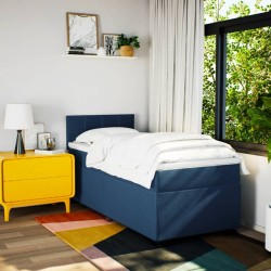 Sommier à lattes de lit avec matelas Bleu 90x190 cm Tissu 