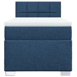 Sommier à lattes de lit avec matelas Bleu 90x190 cm Tissu 