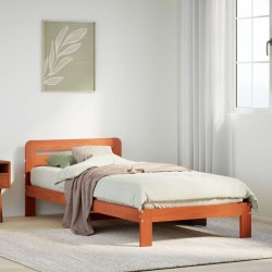 Cadre de lit sans matelas cire marron 75x190 cm bois pin massif 
