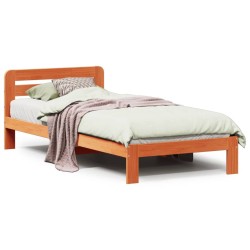 Cadre de lit sans matelas cire marron 75x190 cm bois pin massif 
