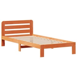 Cadre de lit sans matelas cire marron 75x190 cm bois pin massif 