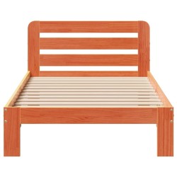 Cadre de lit sans matelas cire marron 75x190 cm bois pin massif 