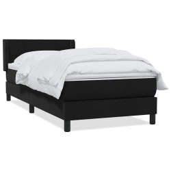 Sommier à lattes de lit avec matelas noir 100x210 cm velours 
