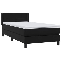 Sommier à lattes de lit avec matelas noir 100x210 cm velours 