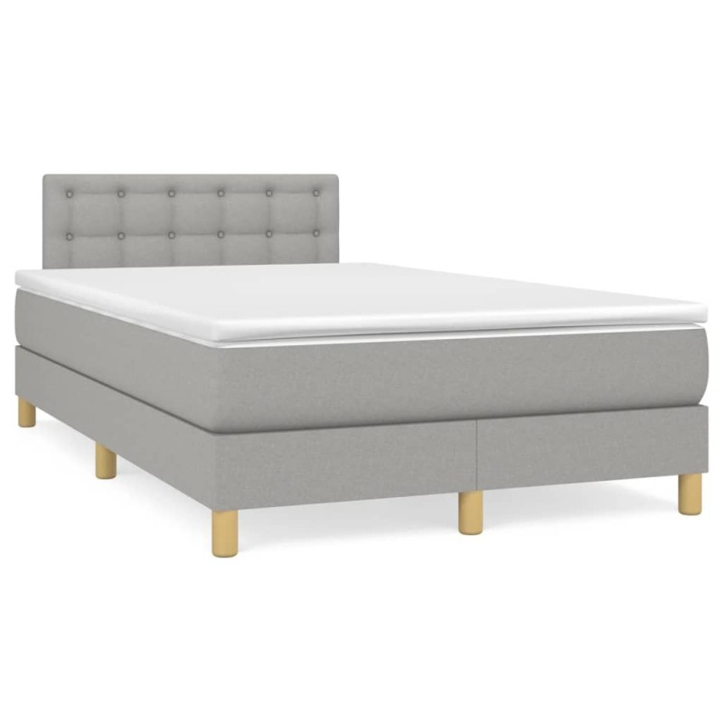 Sommier à lattes de lit et matelas gris clair 120x190 cm tissu 