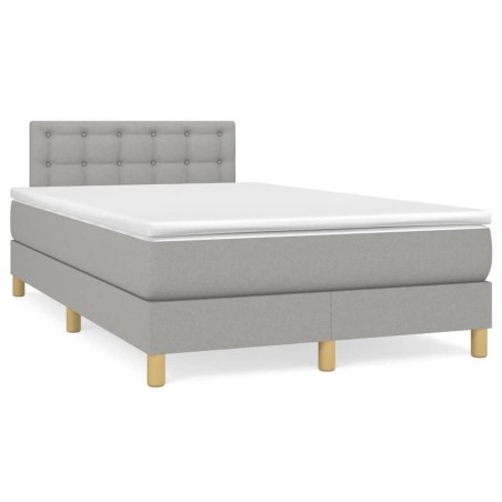 Sommier à lattes de lit et matelas gris clair 120x190 cm tissu 