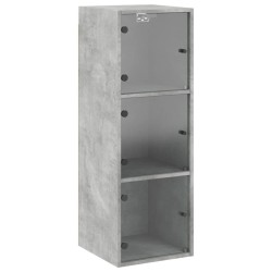Armoire murale avec portes en verre gris béton 35x37x100 cm 