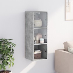 Armoire murale avec portes en verre gris béton 35x37x100 cm 