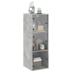 Armoire murale avec portes en verre gris béton 35x37x100 cm 
