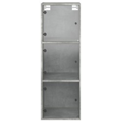 Armoire murale avec portes en verre gris béton 35x37x100 cm 