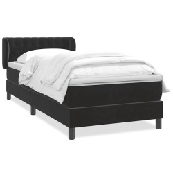 Sommier à lattes de lit avec matelas noir 100x210 cm velours 