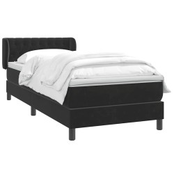 Sommier à lattes de lit avec matelas noir 100x210 cm velours 