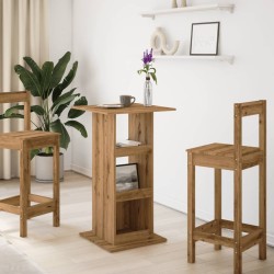 Table de bar avec rangement chêne artisanal bois d’ingénierie 