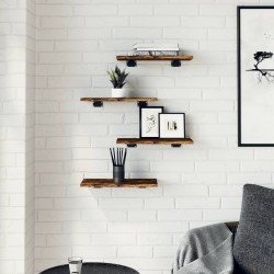 Étagères murales 4 pcs chêne fumé 40x20x1,5cm bois d'ingénierie 