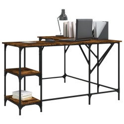 Bureau chêne fumé 139x139x75 cm bois d'ingénierie 