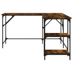 Bureau chêne fumé 139x139x75 cm bois d'ingénierie 