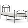 Cadre de lit métal sans matelas avec pied de lit noir 75x190 cm 