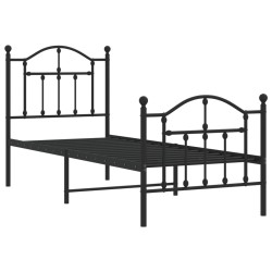 Cadre de lit métal sans matelas avec pied de lit noir 75x190 cm 