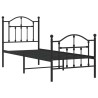 Cadre de lit métal sans matelas avec pied de lit noir 75x190 cm 