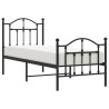 Cadre de lit métal sans matelas avec pied de lit noir 75x190 cm 