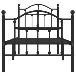 Cadre de lit métal sans matelas avec pied de lit noir 75x190 cm 