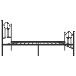 Cadre de lit métal sans matelas avec pied de lit noir 75x190 cm 