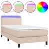 Sommier à lattes de lit matelas et LED Cappuccino 90x200 cm 
