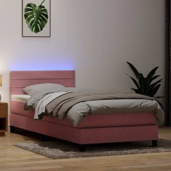 Sommier à lattes de lit avec matelas rose 100x220 cm velours 