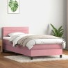 Sommier à lattes de lit avec matelas rose 100x220 cm velours 