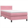 Sommier à lattes de lit avec matelas rose 100x220 cm velours 