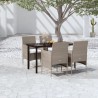 Ensemble à manger de jardin coussins 5 pcs Beige/noir 