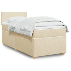 Sommier à lattes de lit et matelas Crème 90x190 cm Tissu 