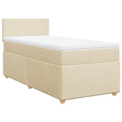 Sommier à lattes de lit et matelas Crème 90x190 cm Tissu 