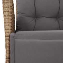 Ensemble à manger de jardin et coussins 3 pcs Beige poly rotin 