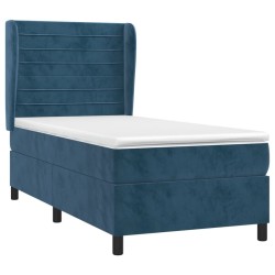 Sommier à lattes de lit et matelas Bleu foncé 80x200 cm Velours 