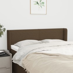 Tête de lit avec oreilles Marron Foncé 147x16x78/88 cm Tissu 