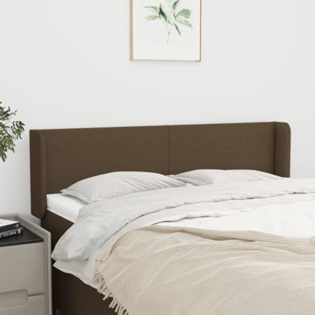 Tête de lit avec oreilles Marron Foncé 147x16x78/88 cm Tissu 