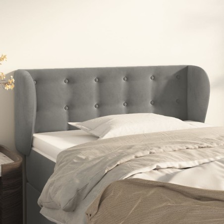 Tête de lit avec oreilles gris clair 103x23x78/88 cm velours 