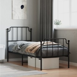 Cadre de lit métal sans matelas avec pied de lit noir 80x200 cm 