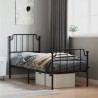 Cadre de lit métal sans matelas avec pied de lit noir 80x200 cm 