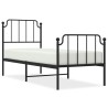 Cadre de lit métal sans matelas avec pied de lit noir 80x200 cm 