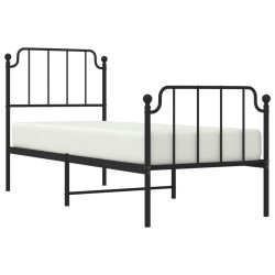 Cadre de lit métal sans matelas avec pied de lit noir 80x200 cm 