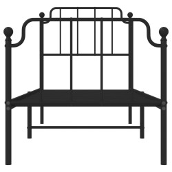 Cadre de lit métal sans matelas avec pied de lit noir 80x200 cm 
