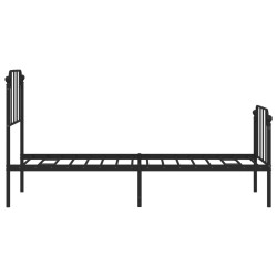 Cadre de lit métal sans matelas avec pied de lit noir 80x200 cm 